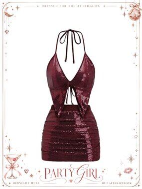 2 Piece Y2K Backless Halter Crop Top Ruched Bodycon Mini Skirt Set